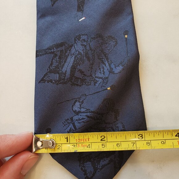 Giorgio Armani Tie with Blue Men Design, 100% Silk, Made in Italy - Picture 6 of 8